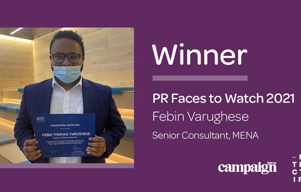 Febin Varughese named in Campaign Middle East Faces to Watch 2021