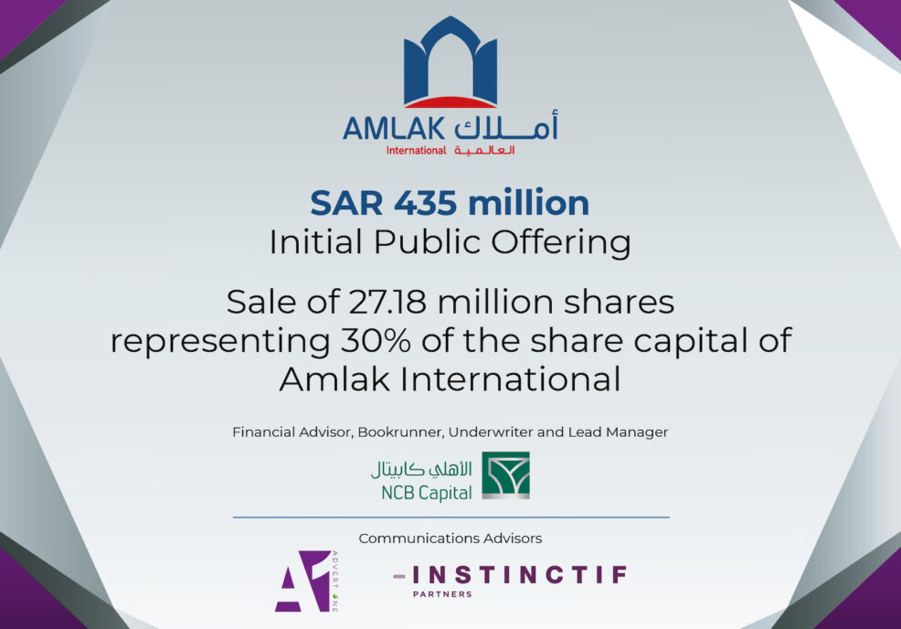 Instinctif Partners and Advert One complete IPO advisory role for Amlak International