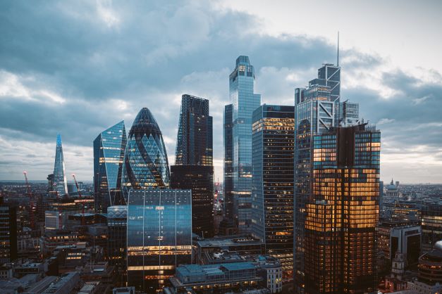 landscape of London financial buildings